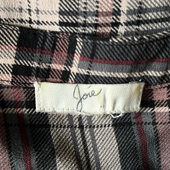 Joie Coralle 100% Silk plaid Peasant blouse - Picture 8 of 9